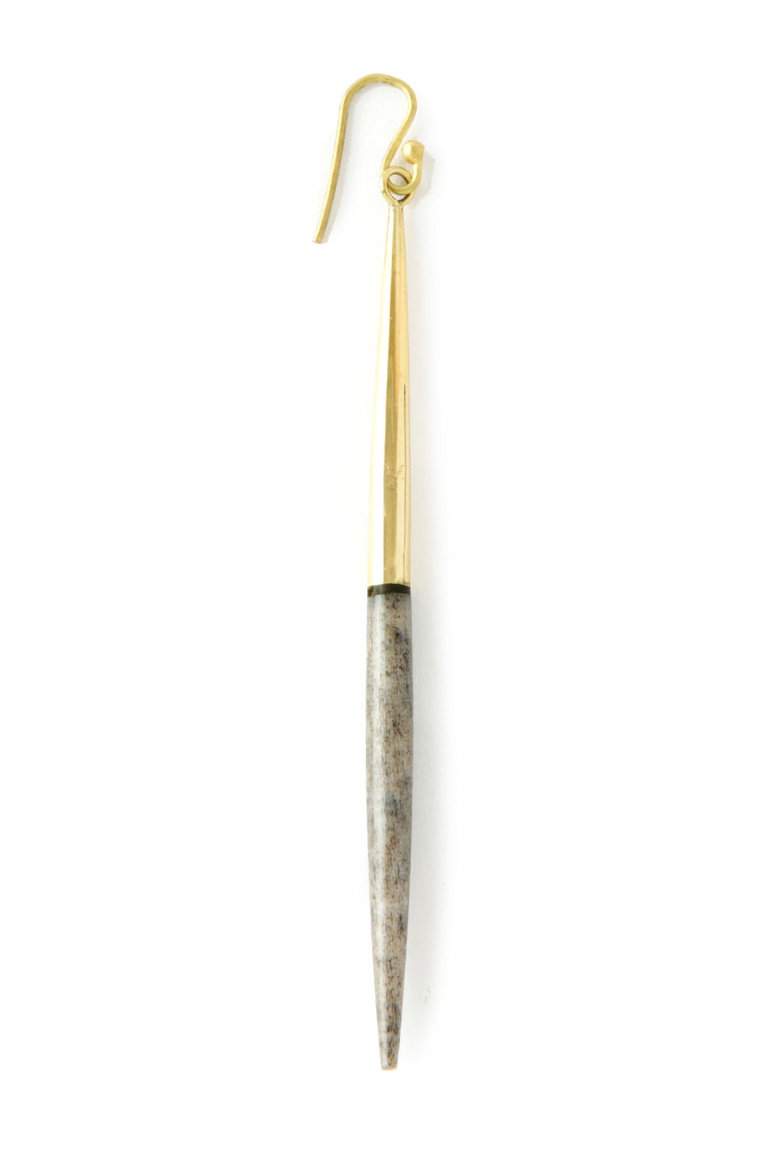 Kenyan Brass and Grey Cow Bone Javelin Earrings