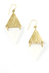 Kenyan Art Deco Bone and Brass Diamond Earrings