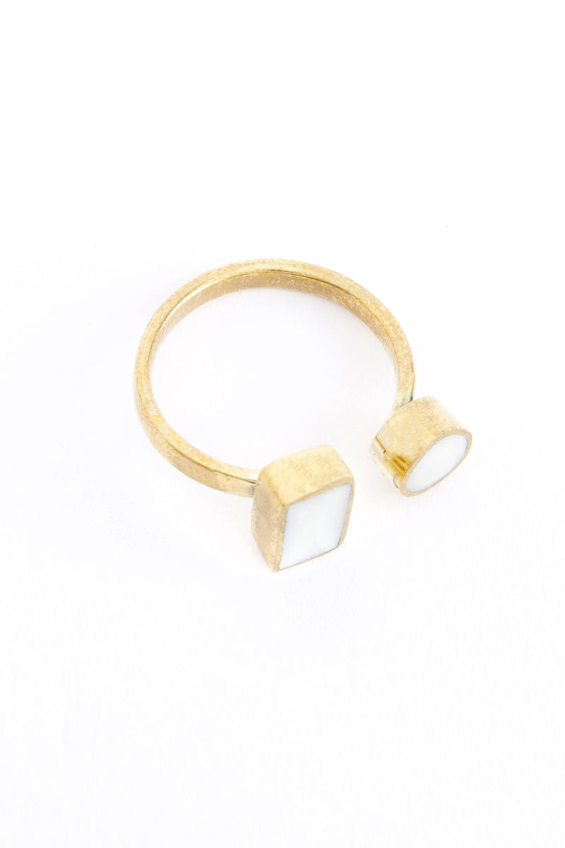 Kenyan Coexistence Ring in Brass and Light Cow Horn