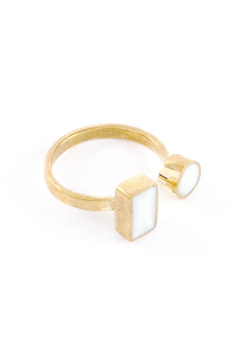 Kenyan Coexistence Ring in Brass and Light Cow Horn