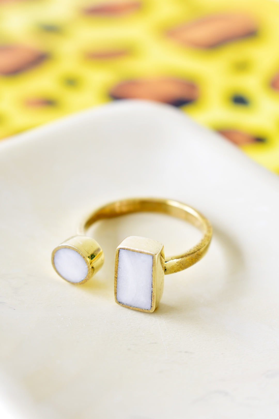 Kenyan Coexistence Ring in Brass and Light Cow Horn
