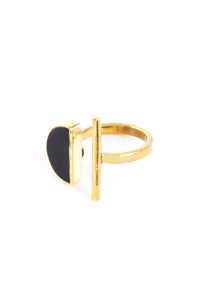Kenyan Sunset Horizon Ring in Brass and Dark Cow Horn
