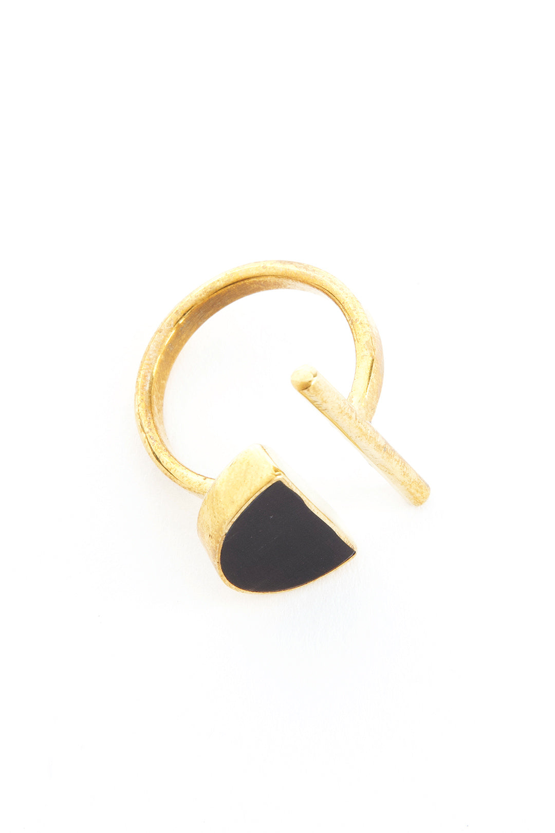 Kenyan Sunset Horizon Ring in Brass and Dark Cow Horn