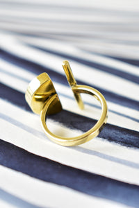 Kenyan Sunset Horizon Ring in Brass and Dark Cow Horn