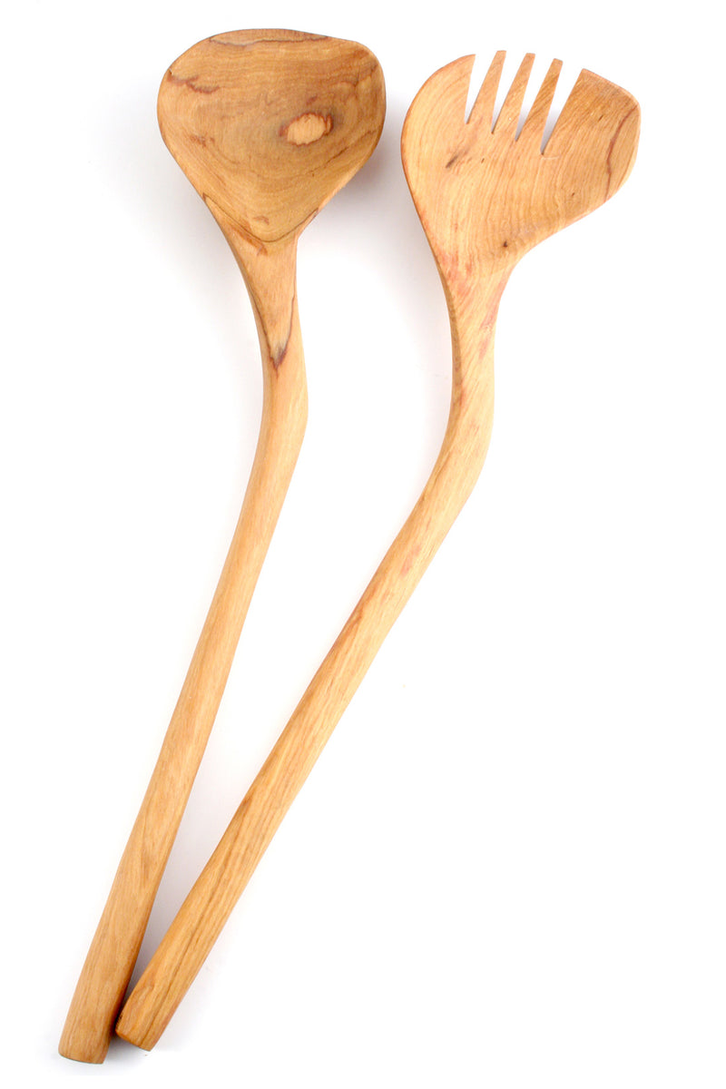 Crooked Wild Olive Wood Salad Servers Default Title