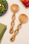 Twisted Olive Wood Salad Server Set