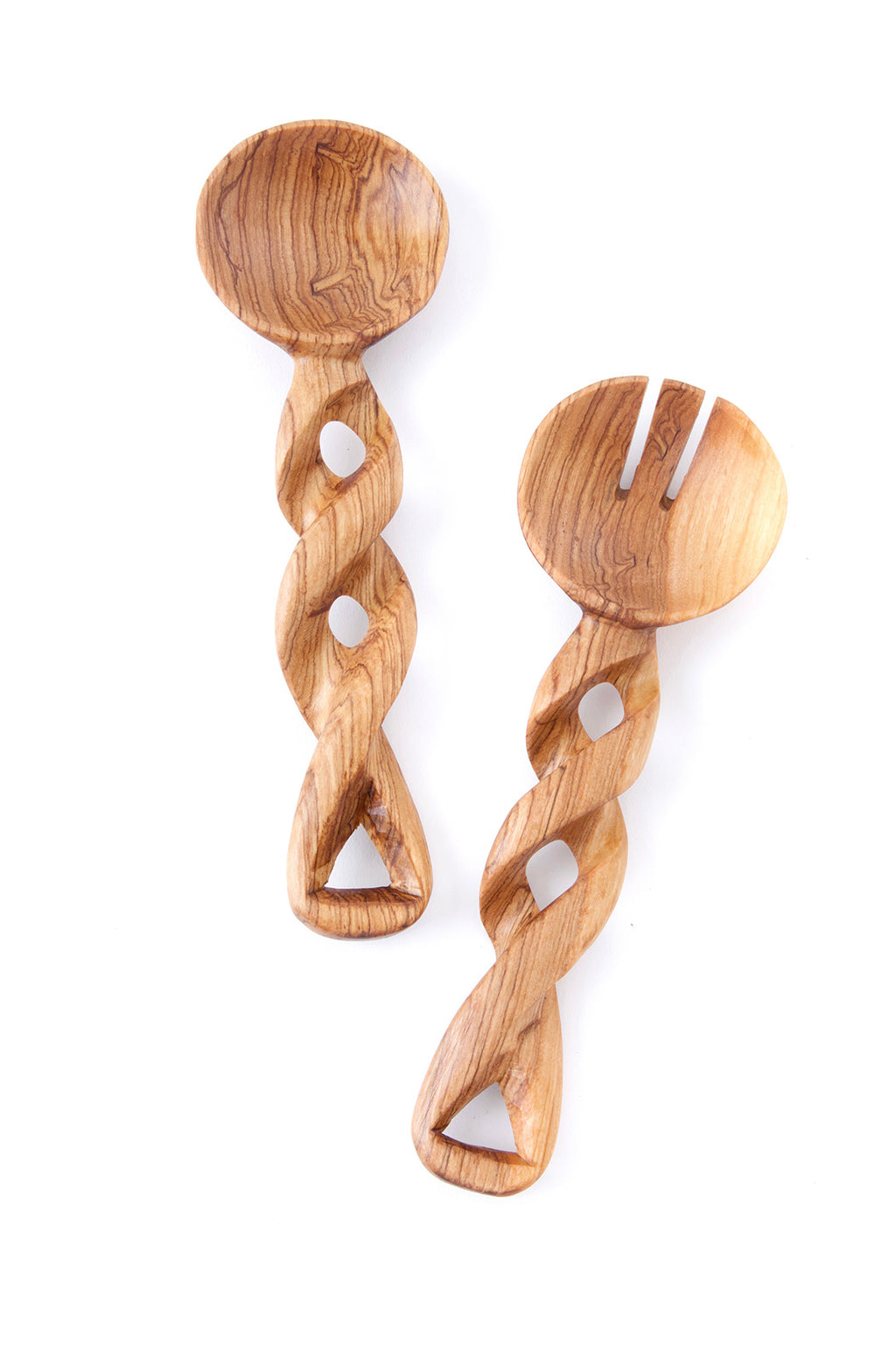 Small Twisted Wild Olive Wood Salad Servers Default Title