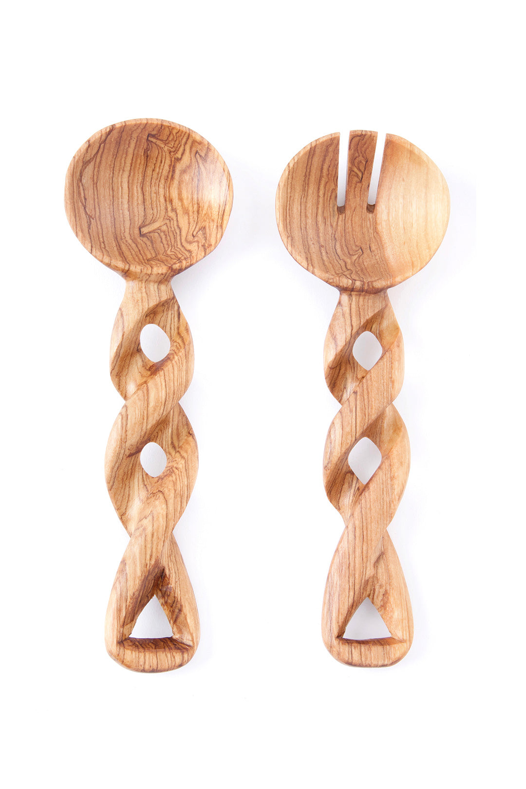 Small Twisted Wild Olive Wood Salad Servers Default Title