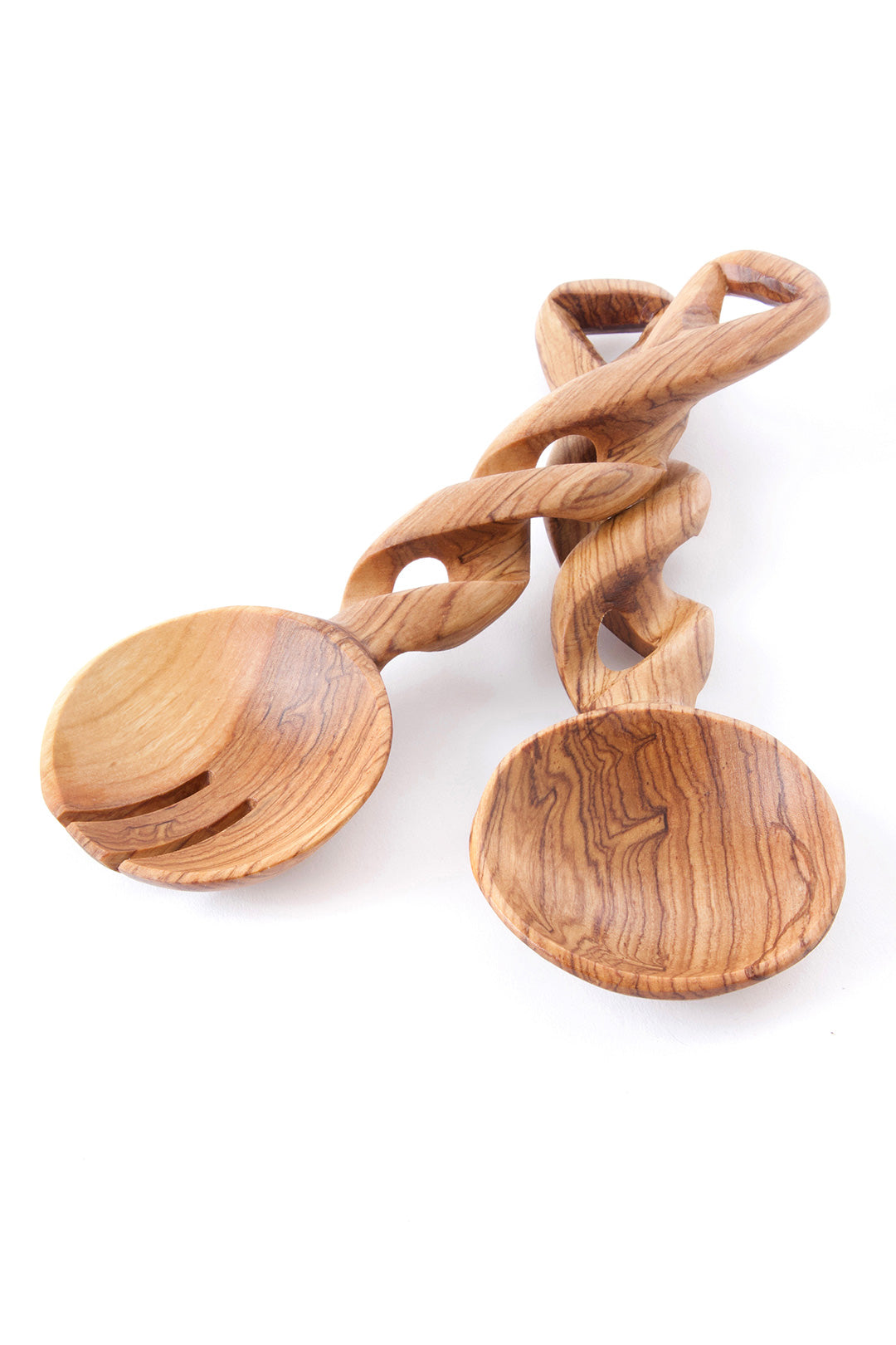Small Twisted Wild Olive Wood Salad Servers Default Title