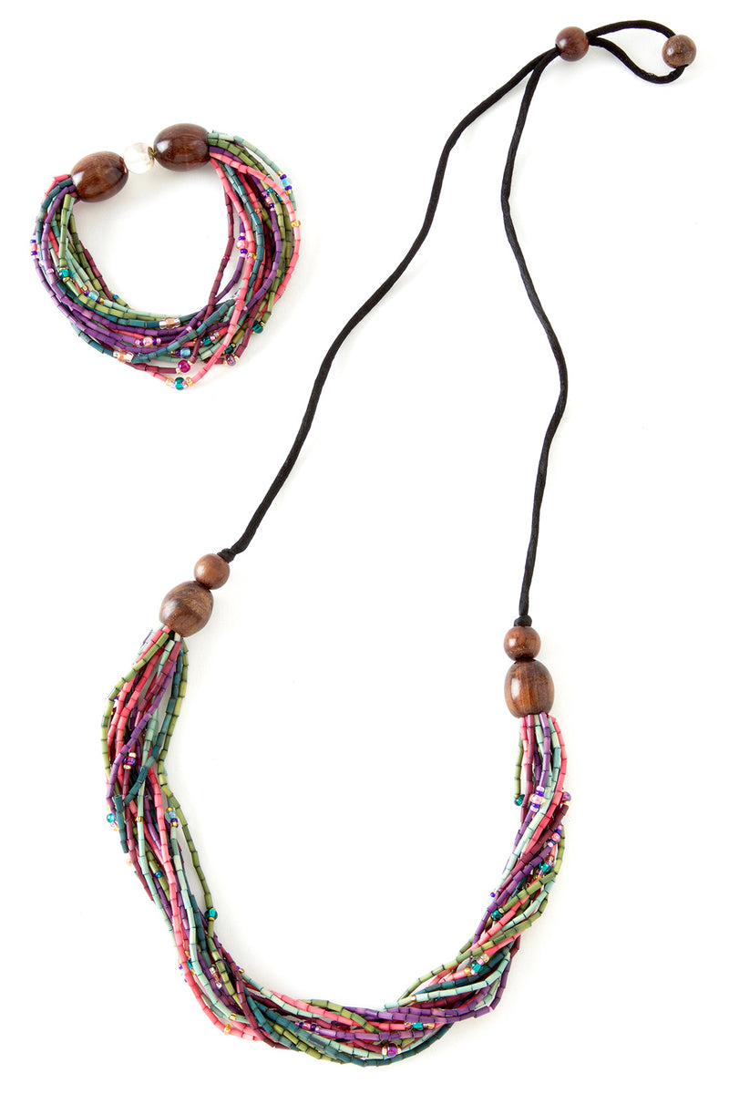 Potpourri Multi-Strand Zulugrass & Acacia Wood Bracelet Default Title
