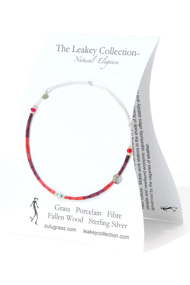 Crimson Shuka Zulugrass Silver Sliding Bracelet