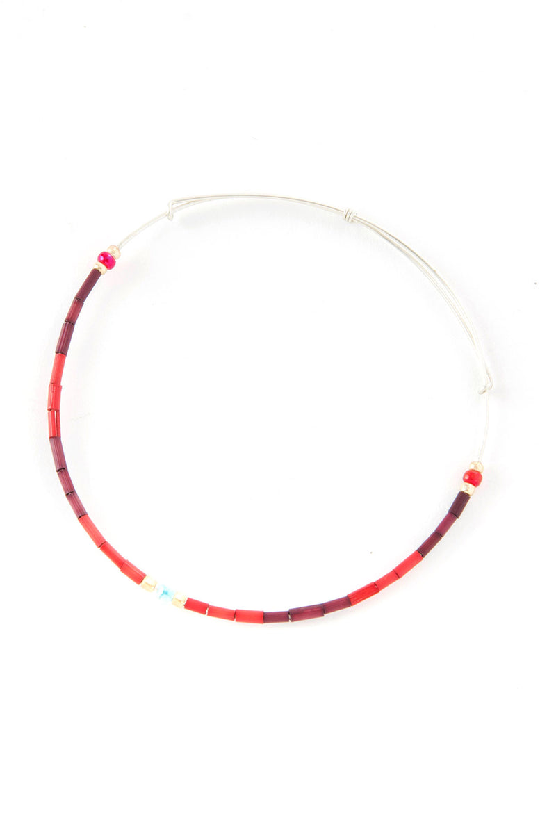 Crimson Shuka Zulugrass Silver Sliding Bracelet