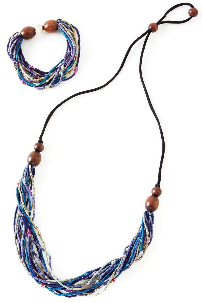 Watamu Multi-Strand Zulugrass & Acacia Wood Necklace Default Title