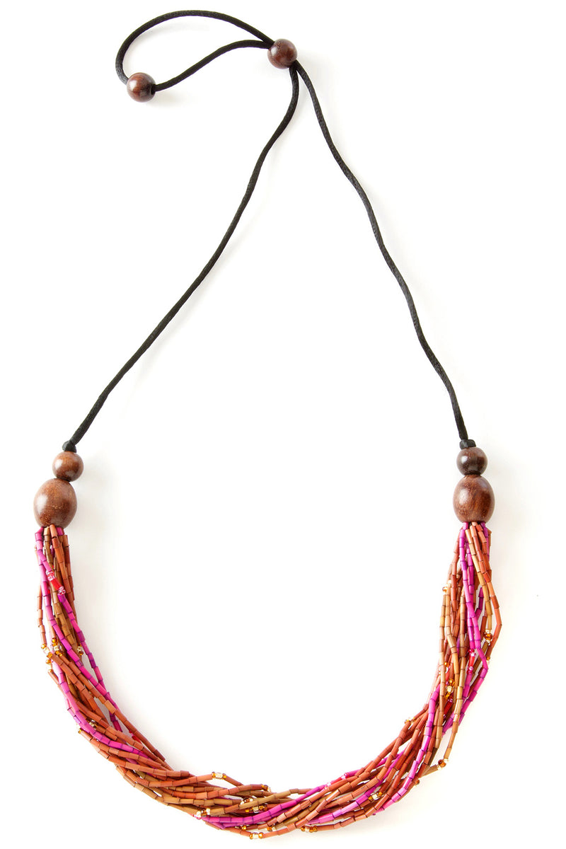 Cinnabar Multi-Strand Zulugrass & Acacia Wood Necklace Default Title