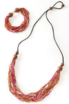 Cinnabar Multi-Strand Zulugrass & Acacia Wood Necklace Default Title