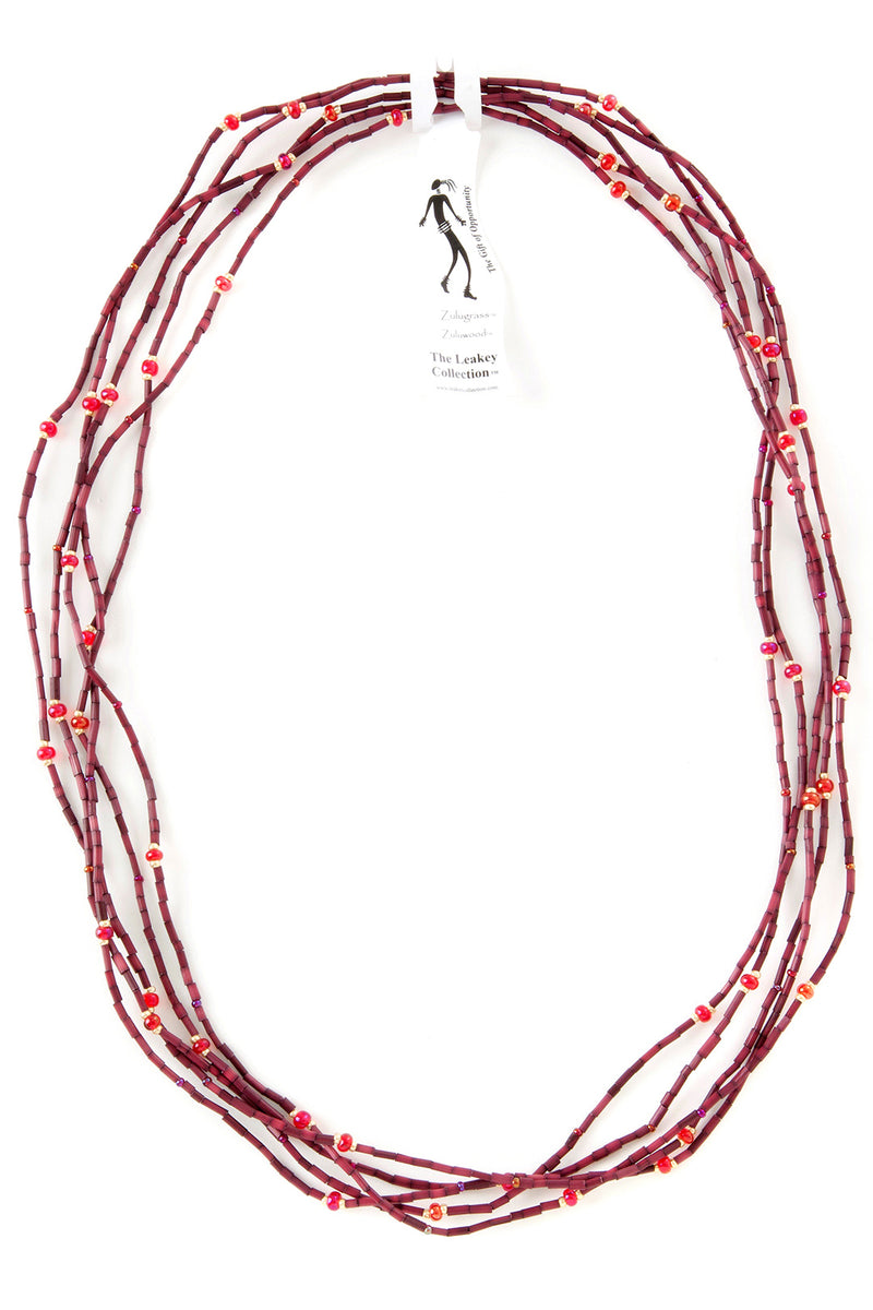 Set/5 Burgundy 26" Zulugrass Single Strands from The Leakey Collection