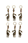 Set of 6 South African Brass Giraffe Key Rings