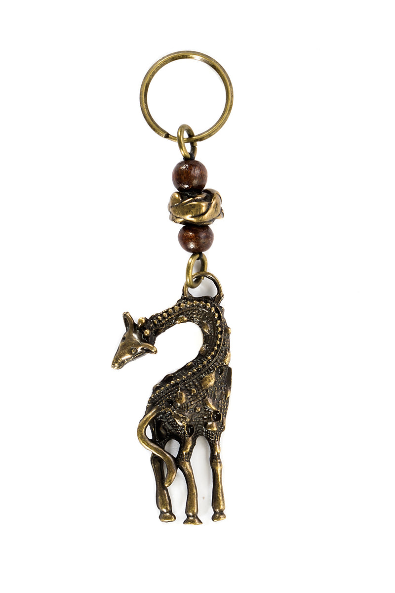Set of 6 South African Brass Giraffe Key Rings