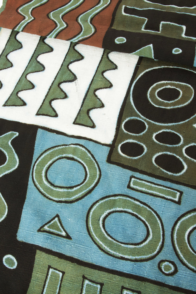 African Blue and Green Bogolan Festival Throw Blanket Default Title