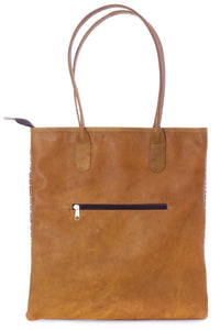 Brown & White Mod Mudcloth & Leather Purse