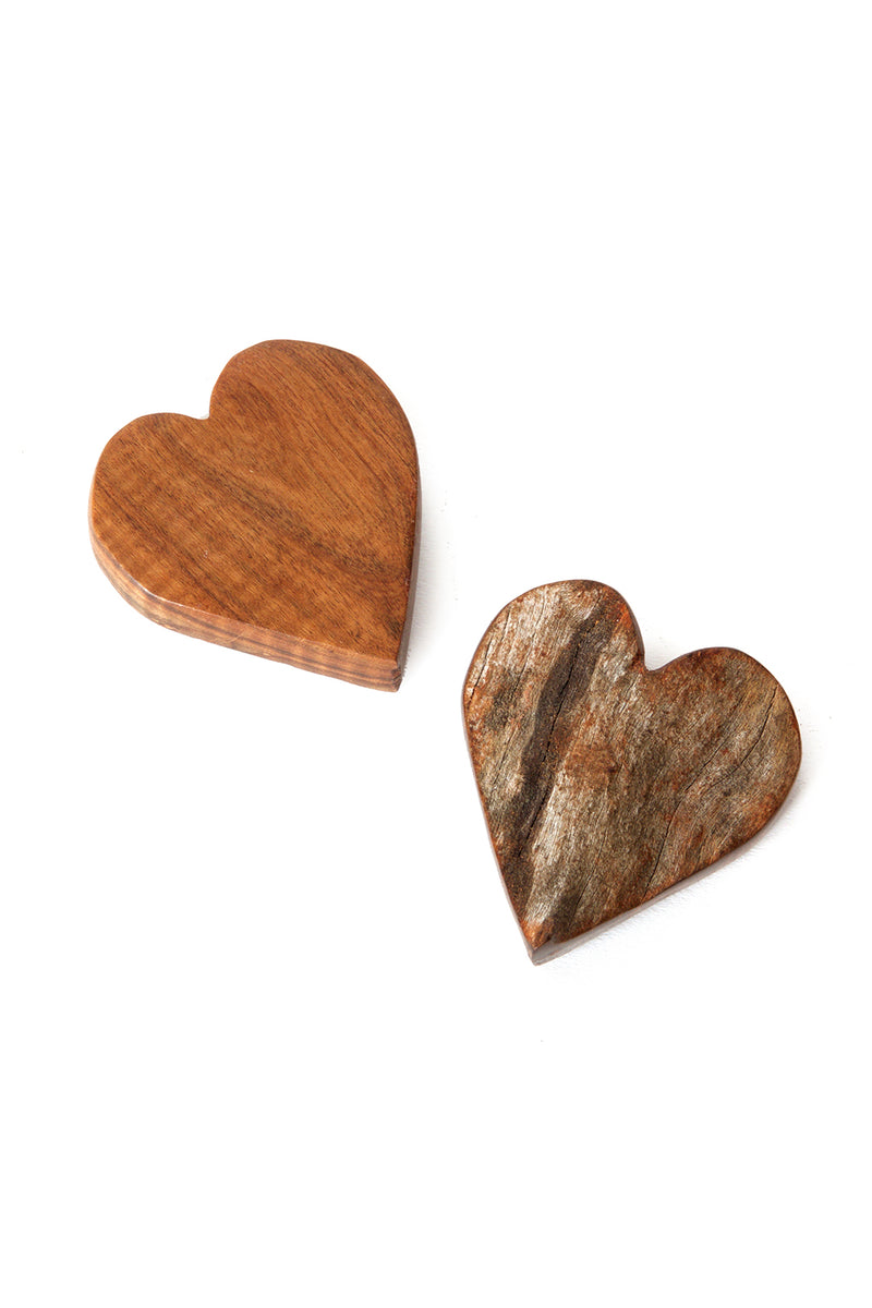 One Dozen Rustic Sandalwood Wooden Keepsake Hearts