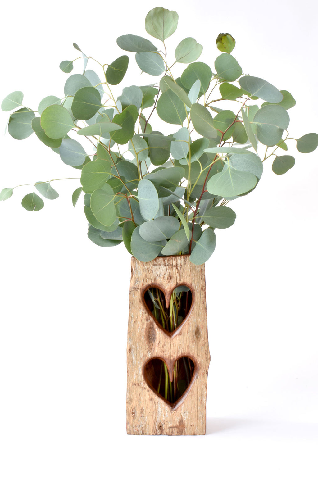 Pair of Hearts Sandalwood Vase