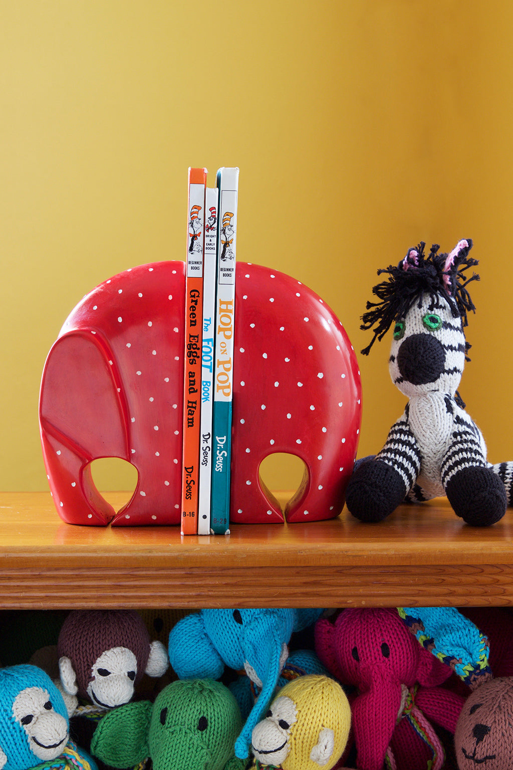 Red Polka Dot Soapstone Elephant Bookends Default Title