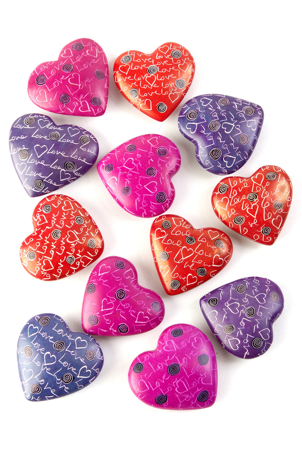 Dozen Kenyan Flat Soapstone LOVE Hearts Default Title