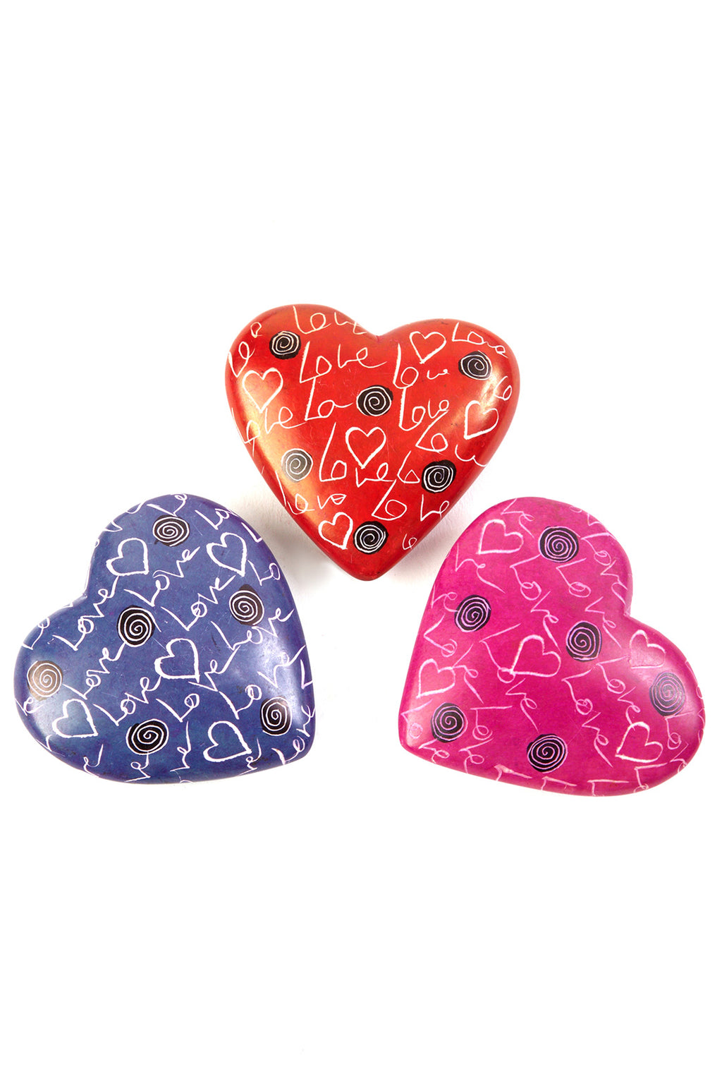 Dozen Kenyan Flat Soapstone LOVE Hearts Default Title