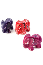 One Dozen Assorted LOVE Miniature Soapstone Elephants Default Title