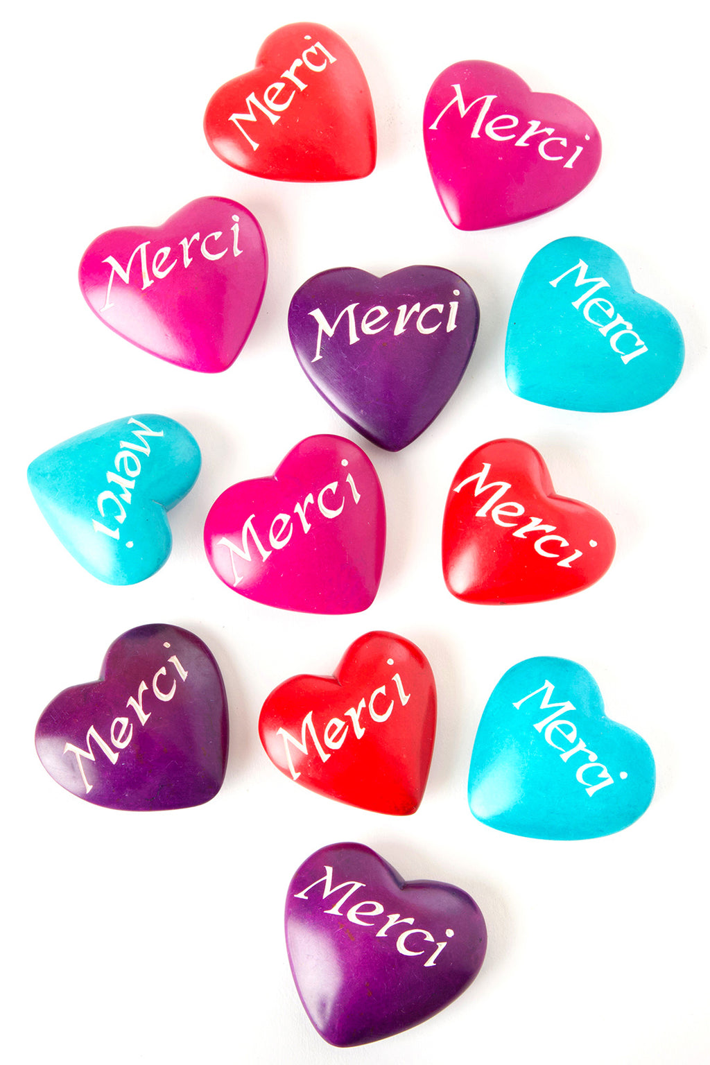 Dozen <i>Merci</i> Soapstone Heart Keepsakes Default Title