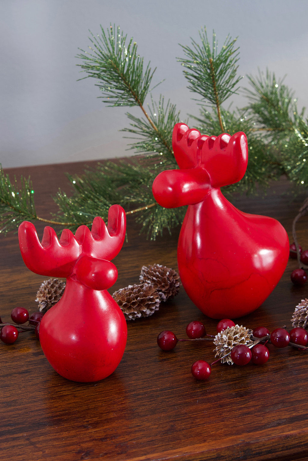 Red Soapstone Reindeers ND190A  Small Reindeer