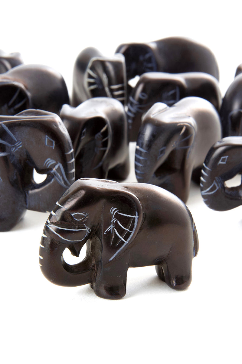 One Dozen Tiny Black Soapstone Elephants Default Title