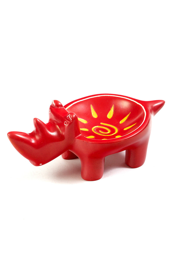 Crimson Sunshine Soapstone Rhino Dish Default Title