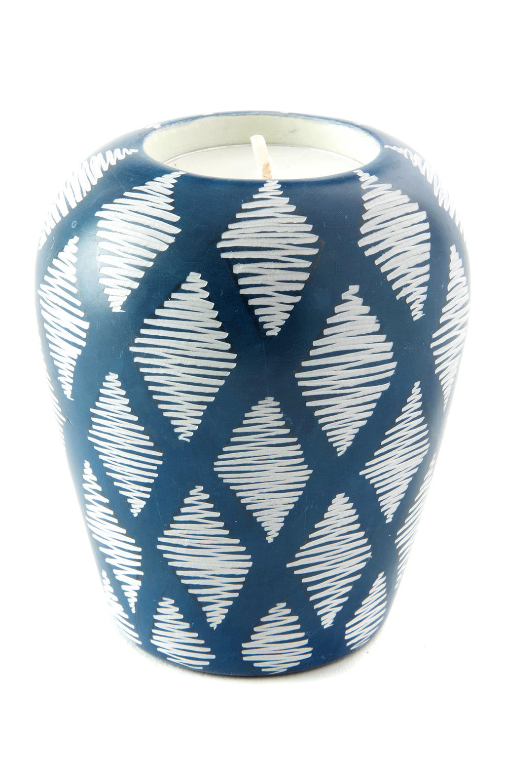 Blue Dash Soapstone Tea Light and Taper Candle Holder Default Title