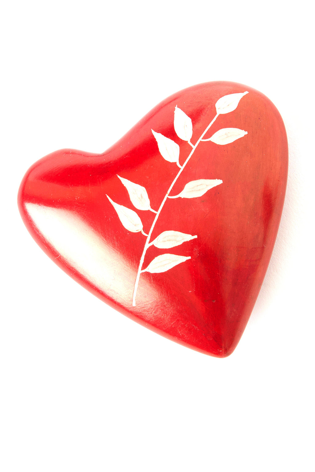 Red Soapstone Heart with African Bamboo Design Default Title