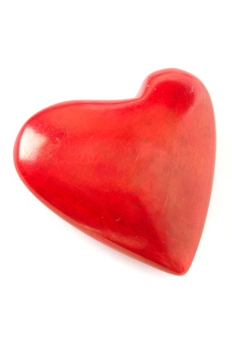 Red Soapstone Heart with African Bamboo Design Default Title