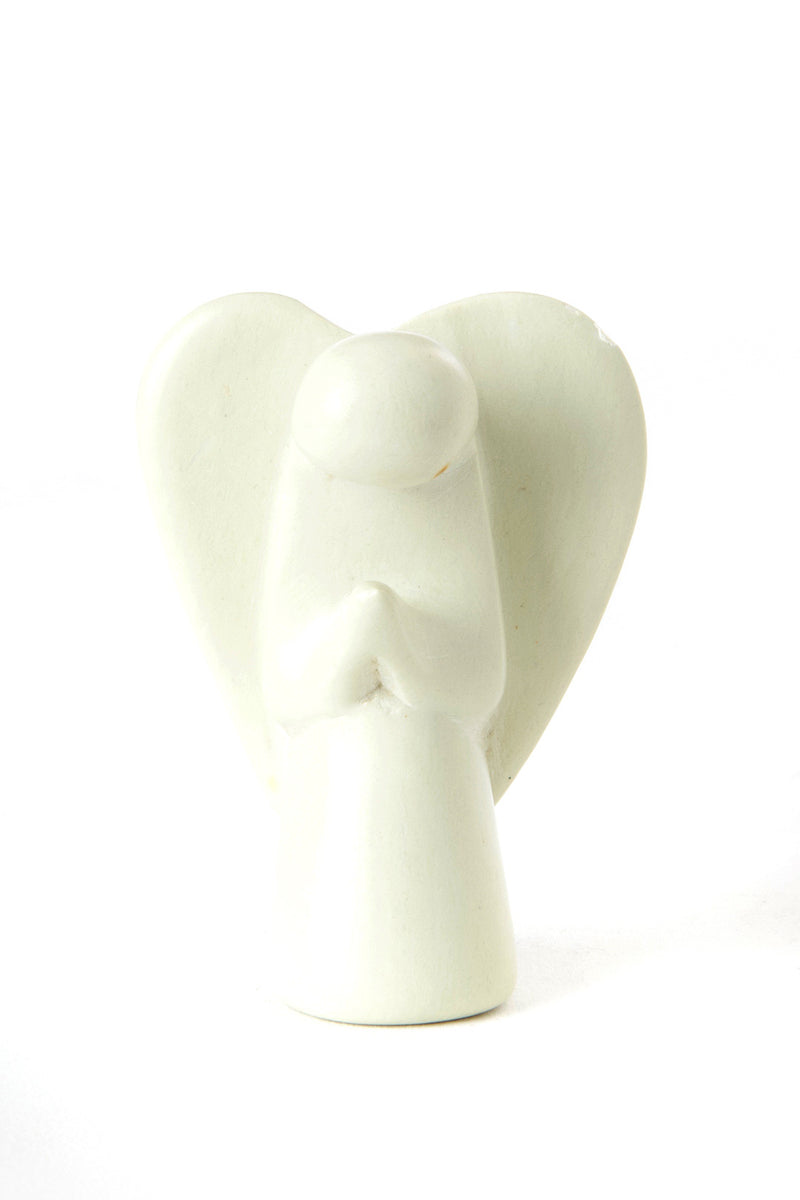 Set of Four White Soapstone Praying Angel Sculptures Default Title