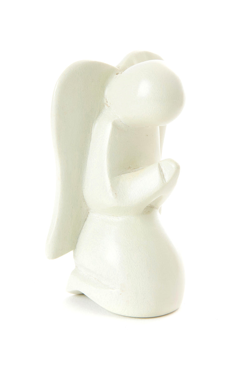 White Soapstone Praying Angel Sculpture Default Title