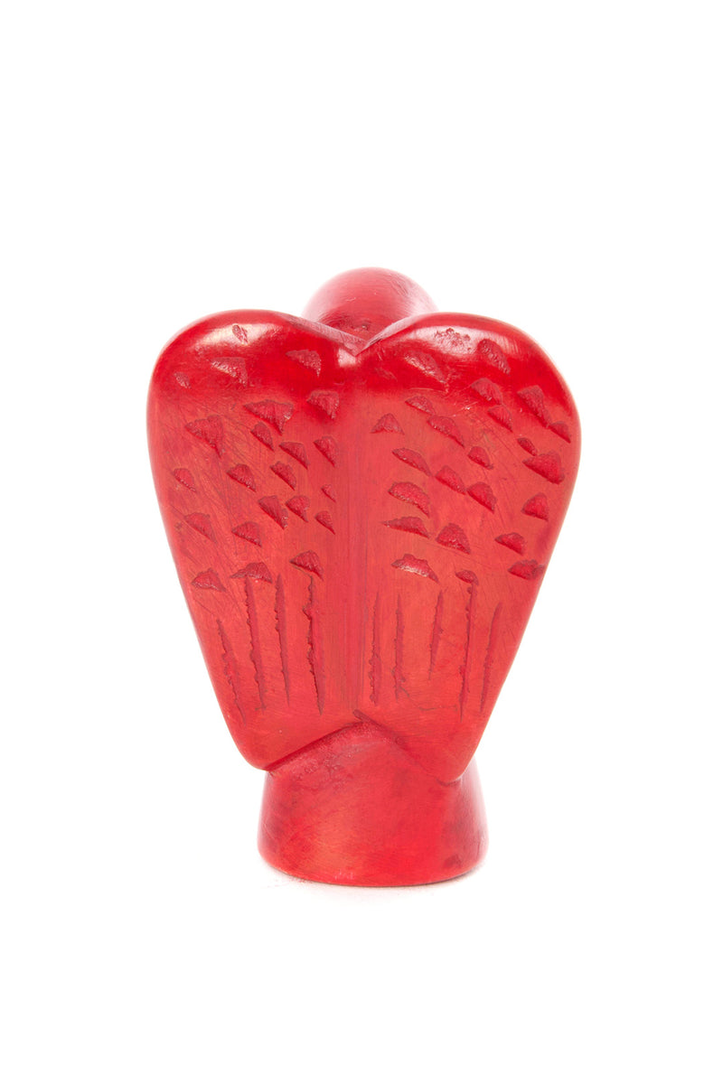 Set of Four Red Soapstone Praying Angel Sculptures Default Title