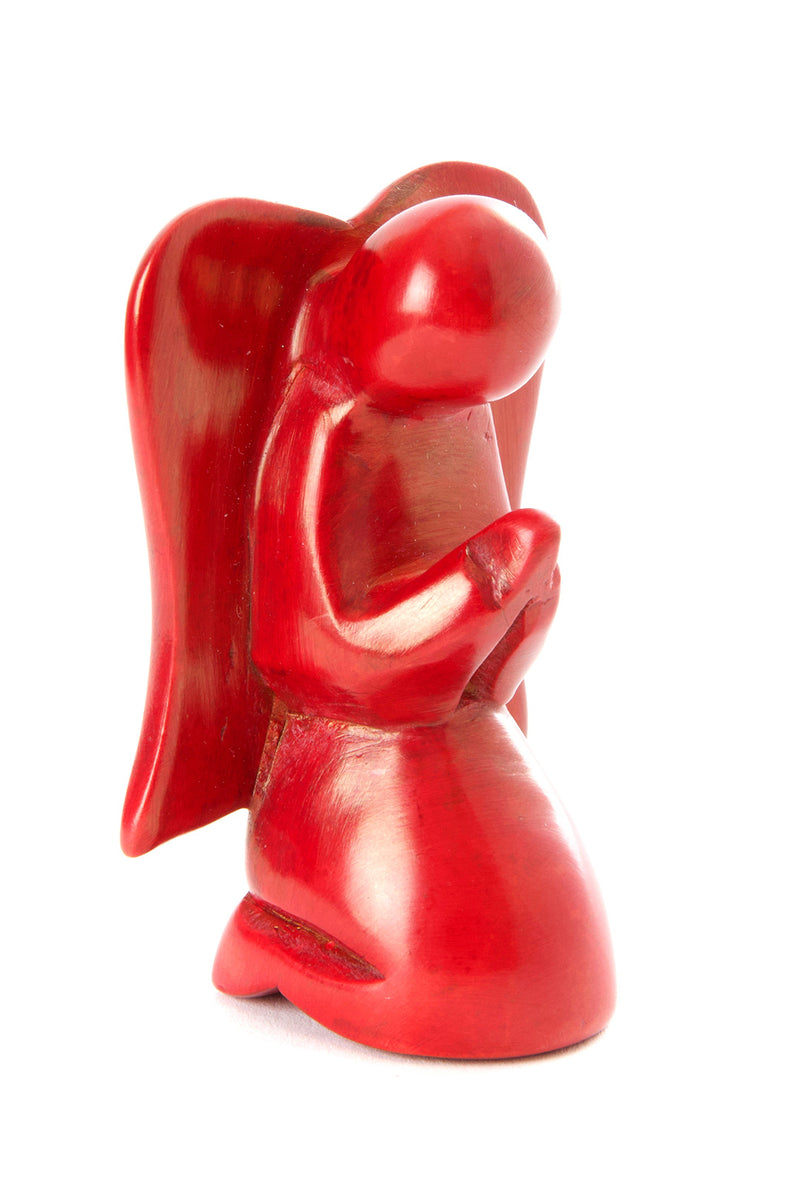 Red Soapstone Praying Angel Sculpture Default Title