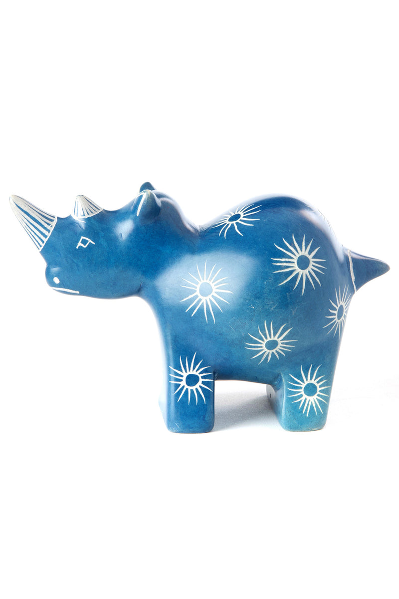 Blue Milkweed Soapstone Rhino Sculpture Default Title