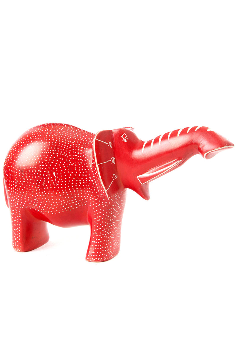 Large Red Polka Dot Elephant with Trunk Up Default Title