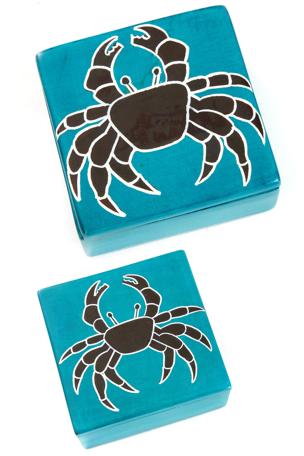 Aqua Blue Capricious Crab Soapstone Boxes ND242B Small Box