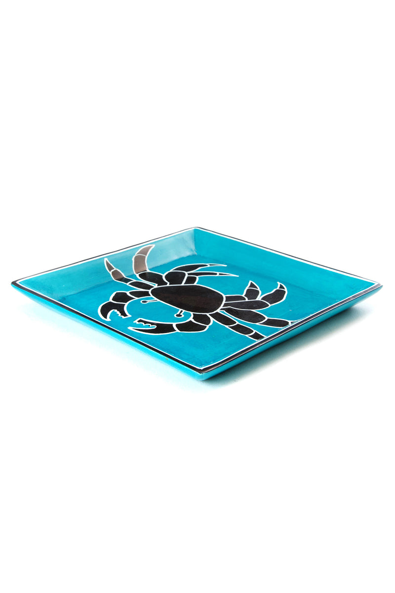 5.5" Aqua Coastal Crab Square Soapstone Dish