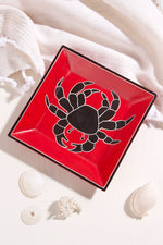 5.5" Crimson Coastal Crab Square Soapstone Dish