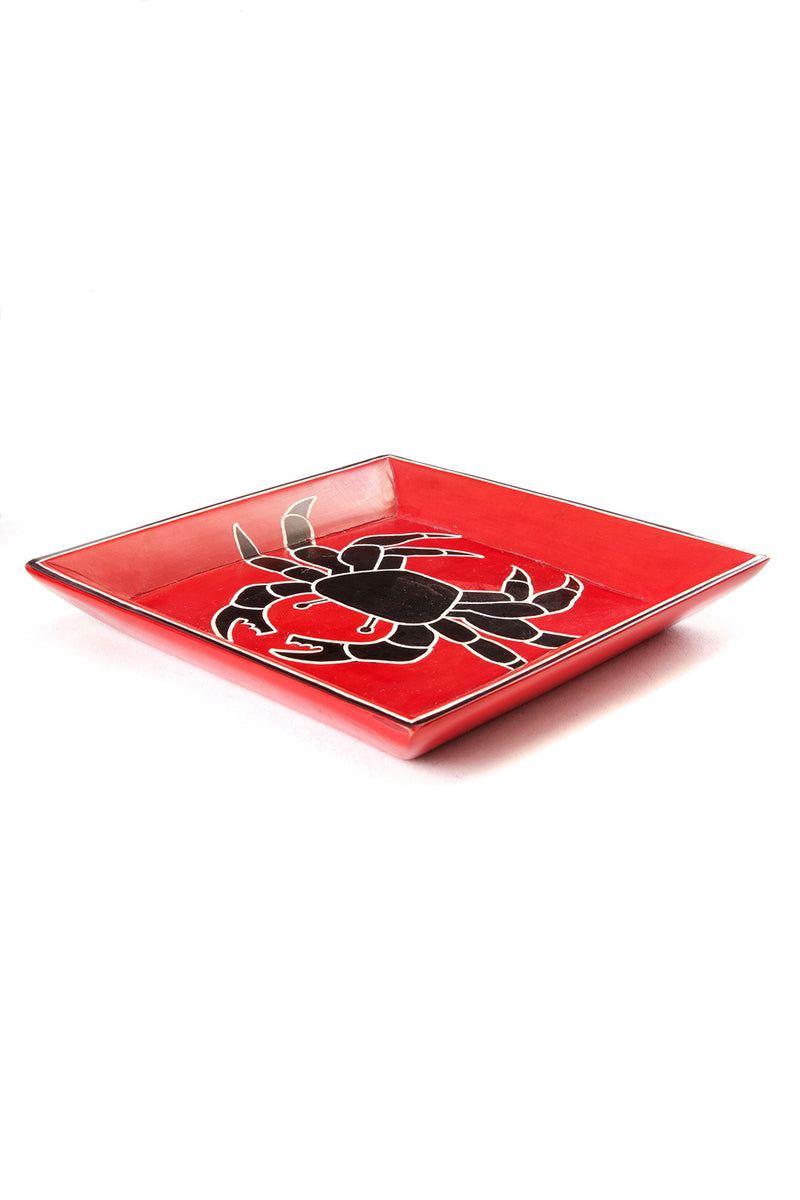 5.5" Crimson Coastal Crab Square Soapstone Dish