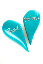 Aqua Blue Soapstone Best Friend Sharing Heart Default Title
