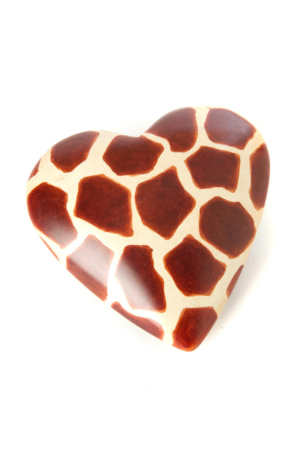 Kenyan Giraffe Print Soapstone Heart Keepsake Default Title