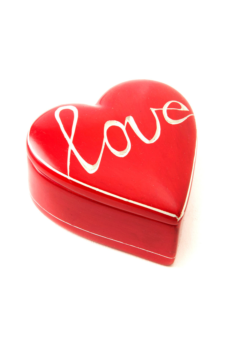 Cursive <i>Love</i> Red Soapstone Heart Box Default Title